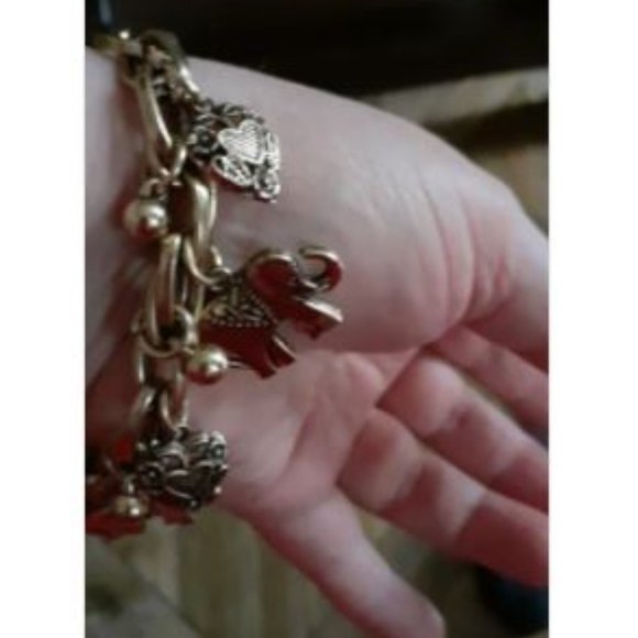 Boho Elephant Charm Bracelet Hearts Bells Bronze - Picture 4 of 5